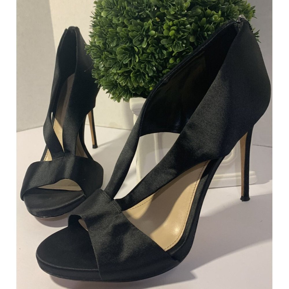 Imagine Vince Camuto Women's Dailey Black Satin Stiletto heels pumps Size 9.5